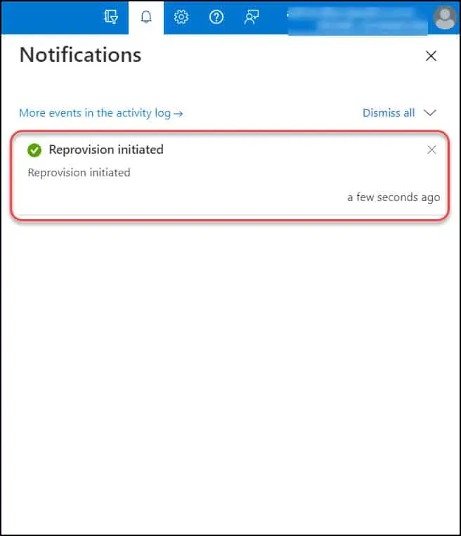Quickly Reprovision a Cloud PC | Windows 365 | Intune Portal 3 Cloud PC Reprovision Initiated