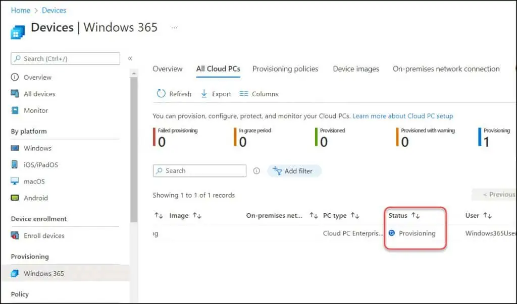 Quickly Reprovision a Cloud PC | Windows 365 | Intune Portal 4 Monitor Cloud PC Reprovisioning Process
