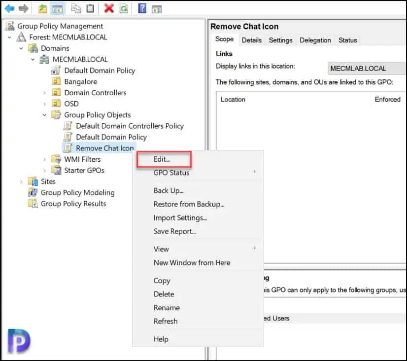How to Remove the Chat Icon using Group Policy (GPO) 3 Edit GPO