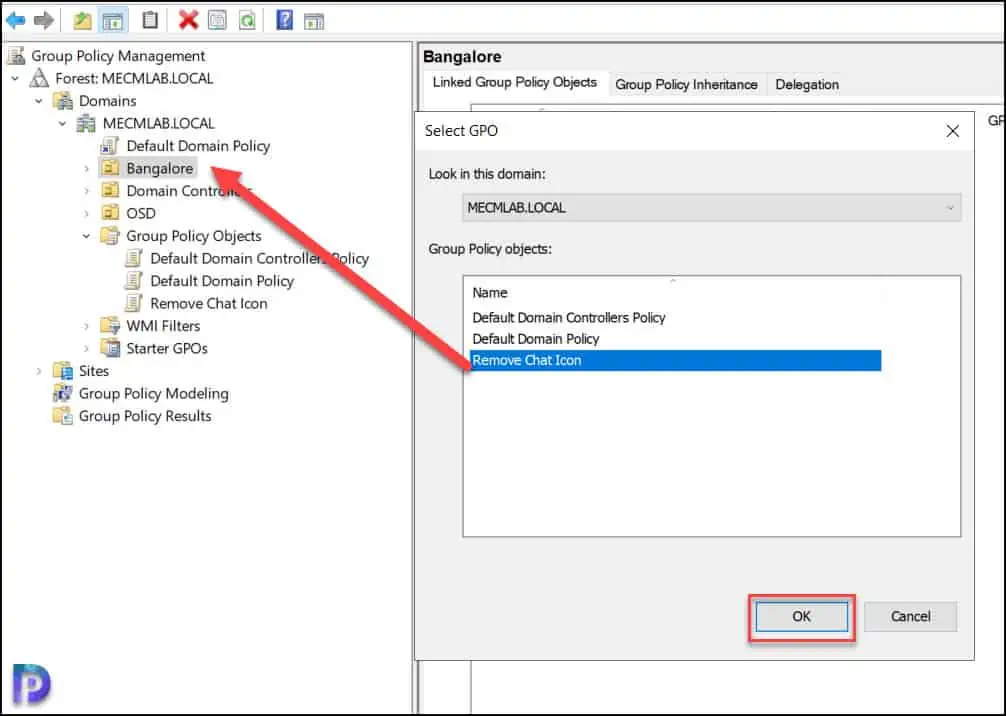 How to Remove the Chat Icon using Group Policy (GPO) 8 Link the GPO to OU