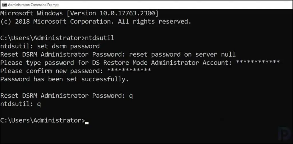 Reset DSRM Administrator Password using Ntdsutil 3 Reset DSRM Administrator Password using Ntdsutil