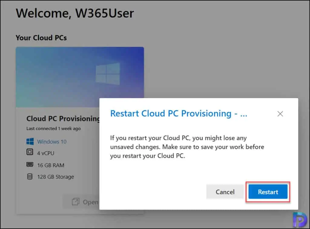 3 Unique Ways to Restart a Cloud PC | Windows 365 | Intune 4 Restart a Cloud PC from Windows 365 Web Interface