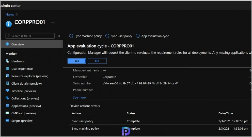 How to Run Device Actions from MEM Admin Center 10 Run App Evaluation Cycle from MEM Admin Center