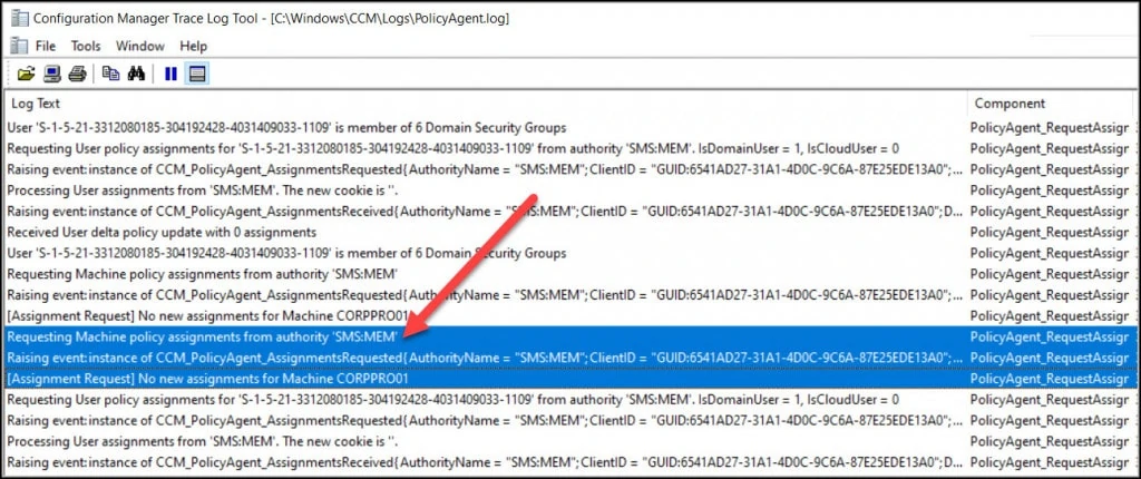 How to Run Device Actions from MEM Admin Center 5 PolicyAgent Requesting Machine policy assignments from MEM authority