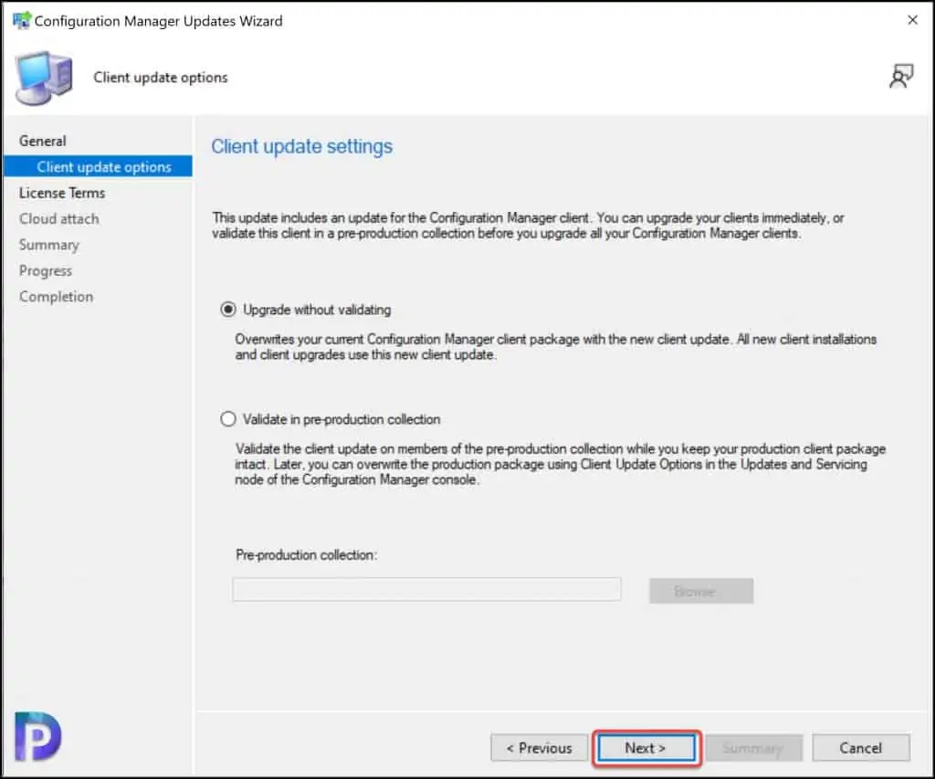 Hotfix KB12959506 Client Update Options