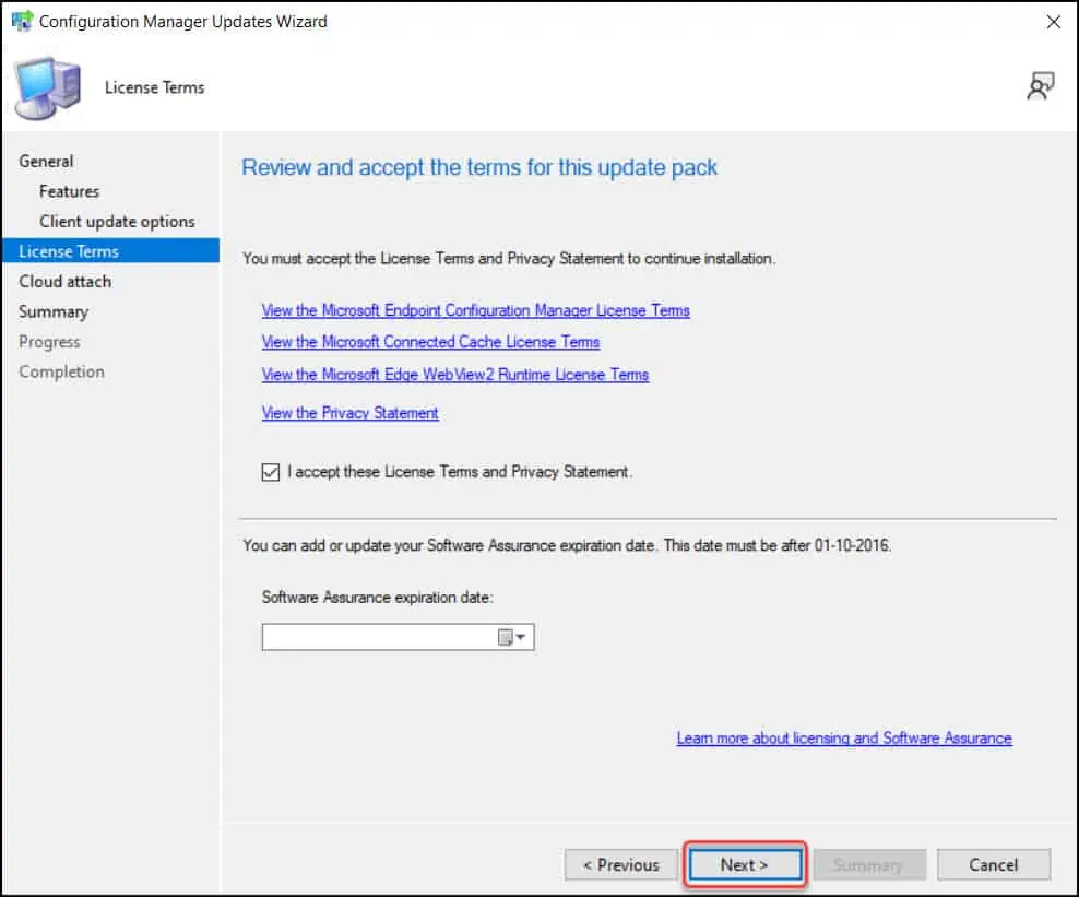 Complete SCCM 2203 Upgrade Guide 12 SCCM 2203 Upgrade - License Terms