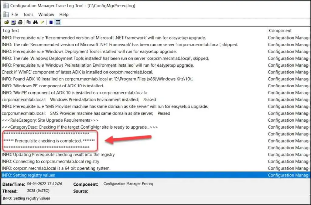 Complete SCCM 2203 Upgrade Guide 6 SCCM 2203 Prerequisite Check Completed