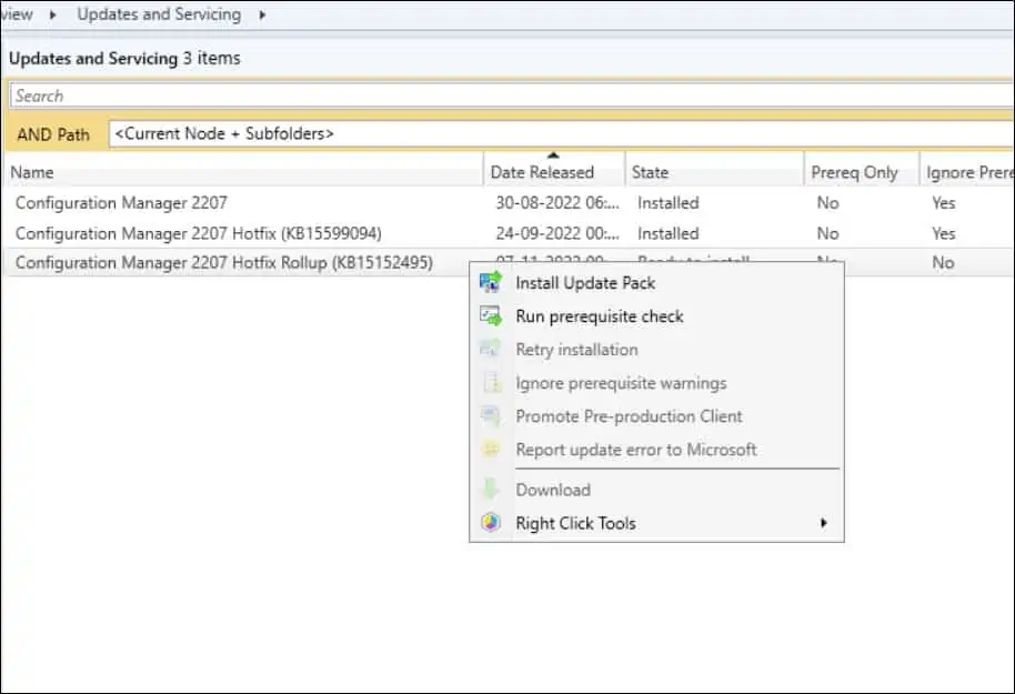 New SCCM 2207 KB15152495 Hotfix Update Rollup and Fixes 1 Install SCCM 2207 KB15152495 Hotfix Update Rollup