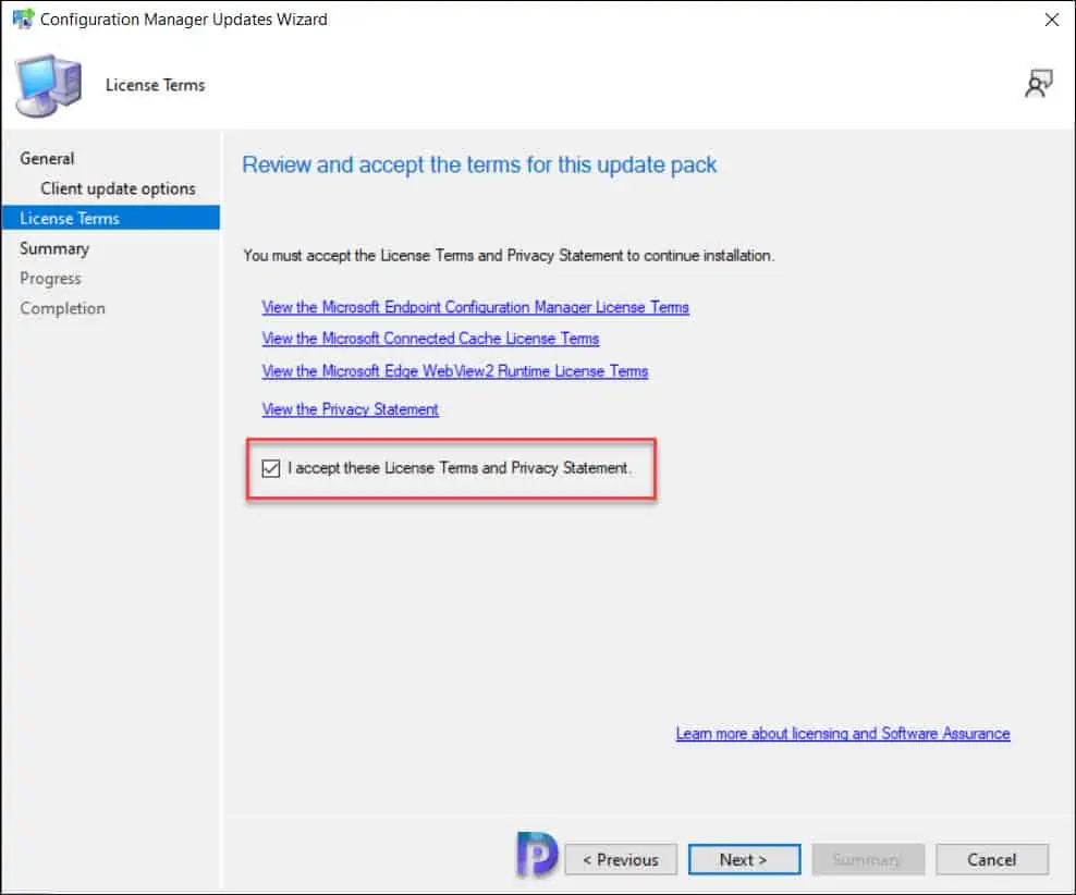 New SCCM 2207 KB15152495 Hotfix Update Rollup and Fixes 4 Accept License Terms for Installing KB15152495