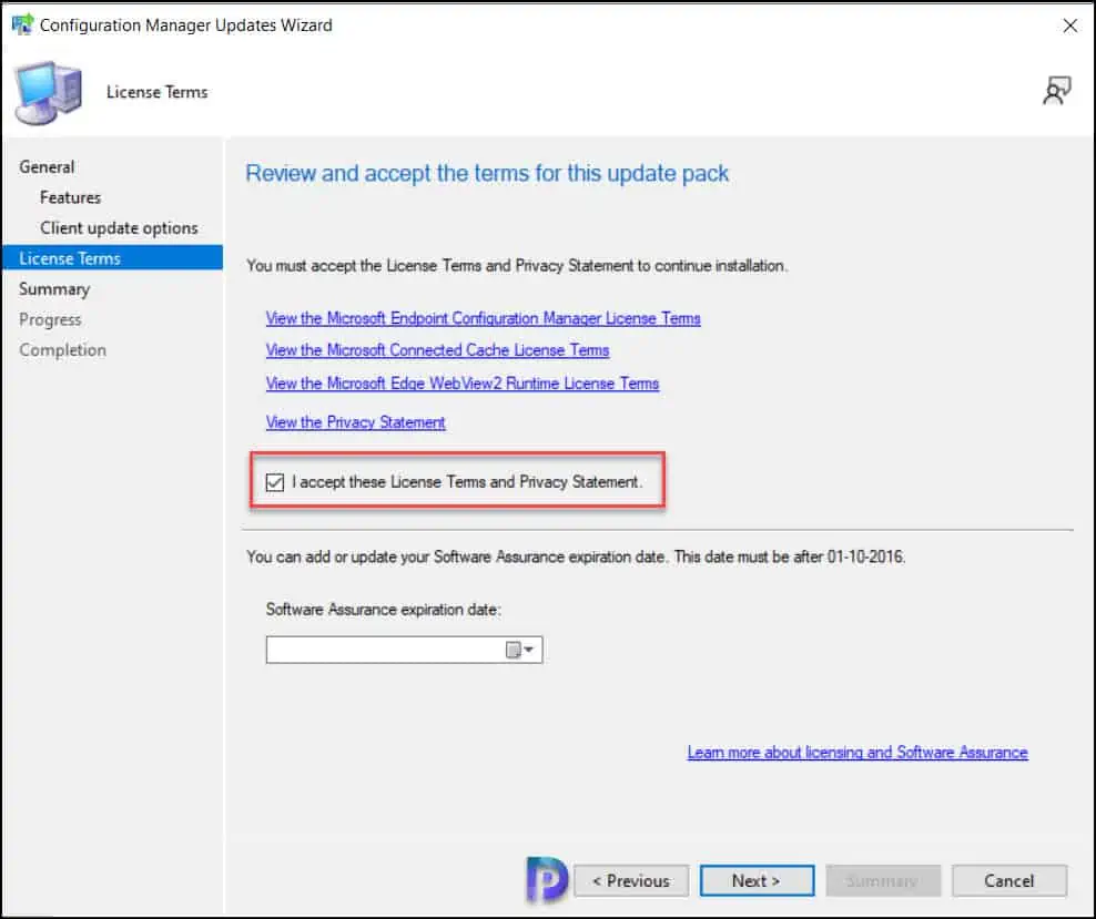 SCCM 2207 Upgrade Guide with New Features 9 Accept License Terms