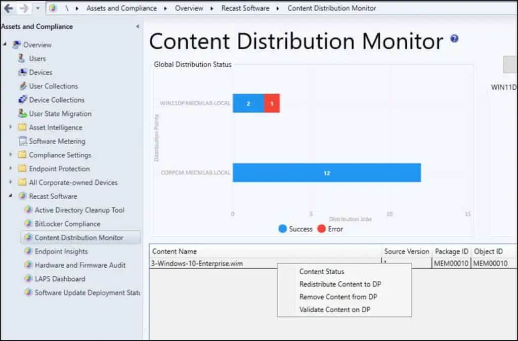 SCCM Content Distribution Monitor by Right Click Tools RCT 5 Redistribute Failed Content to DP