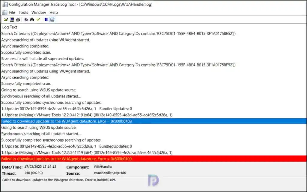 Fix: SCCM Updates Install Error 0x800b0109 | 0x8024b303 4 Failed to download updates to the WUAgent datastore. Error = 0x800b0109