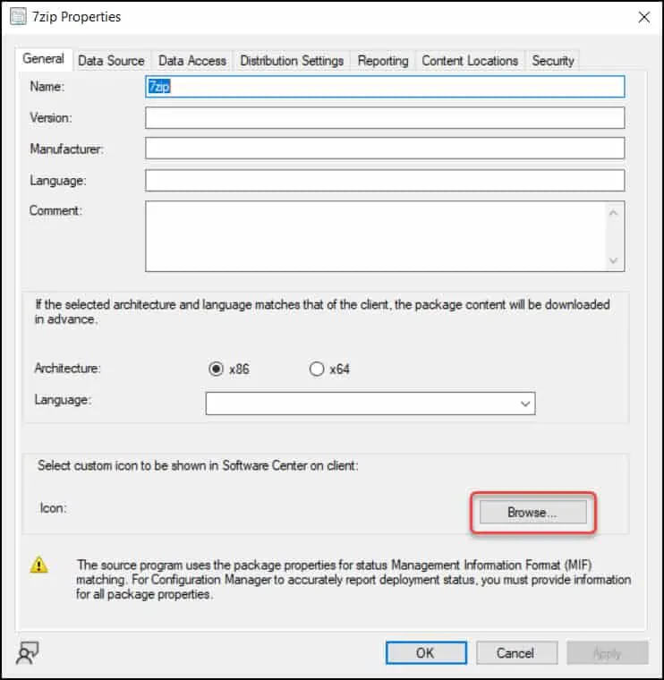 Set Icon for Task Sequences and Packages 2 Set Icon for SCCM Package