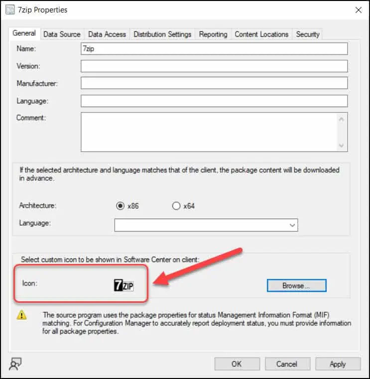 Set Icon for Task Sequences and Packages 3 Set Icon for SCCM Package