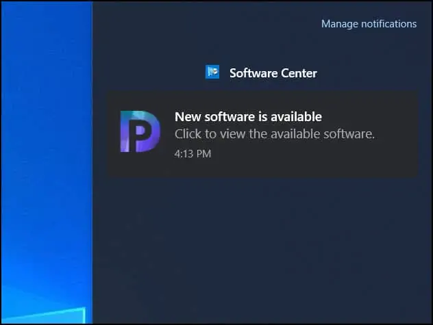 How to Set up Software Center Notification Logo in SCCM 8 Notification Logo on Windows 10 Computer