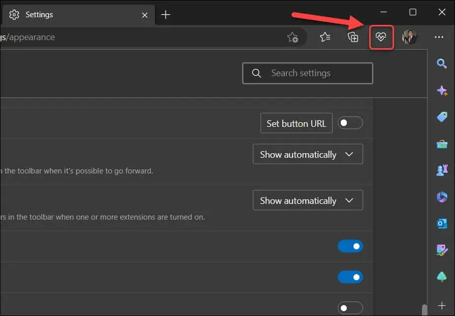 Show Performance button on Toolbar in Microsoft Edge 4 Show Performance button on Toolbar in Microsoft Edge