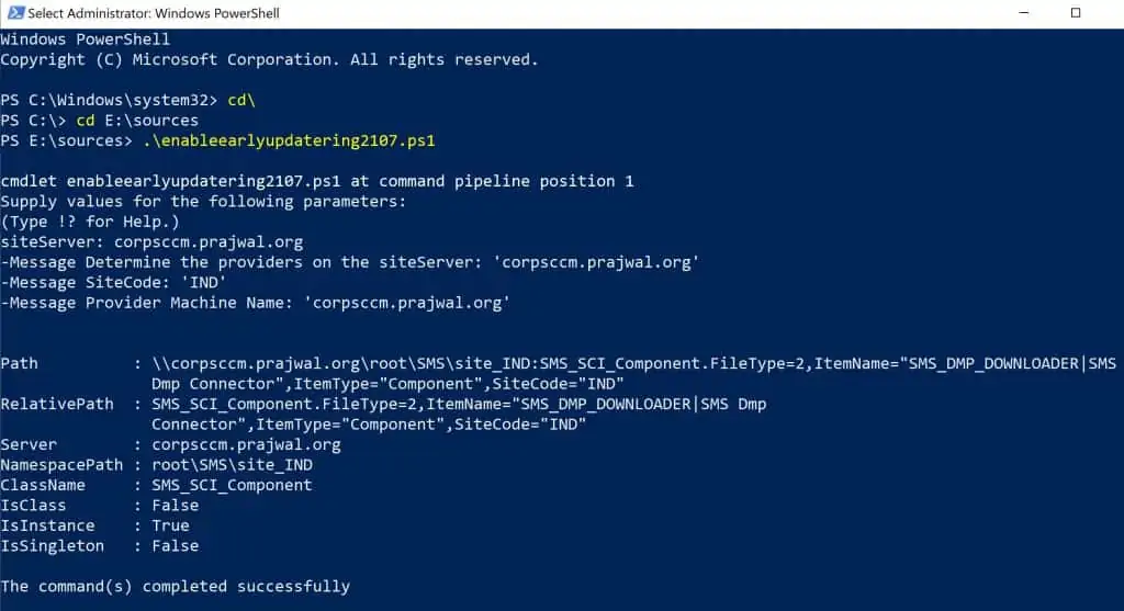 Complete SCCM 2107 Upgrade Guide 1 Run SCCM 2107 EnableEarlyUpdateRing PowerShell script
