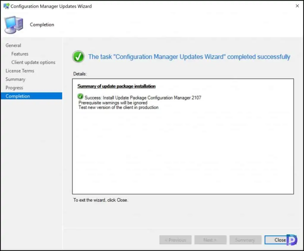 Complete SCCM 2107 Upgrade Guide 12 Completion