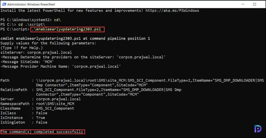 Complete SCCM 2303 Upgrade Guide 1 Run EnableEarlyUpdateRing 2303 PowerShell script