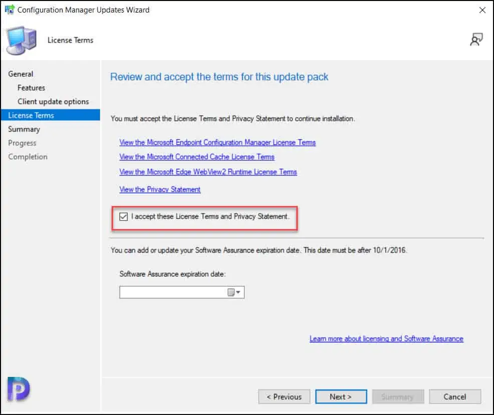 Complete SCCM 2303 Upgrade Guide 10 SCCM 2303 Upgrade – License Terms