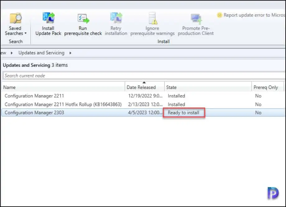 Complete SCCM 2303 Upgrade Guide 3 SCCM 2303 Update Ready to Install