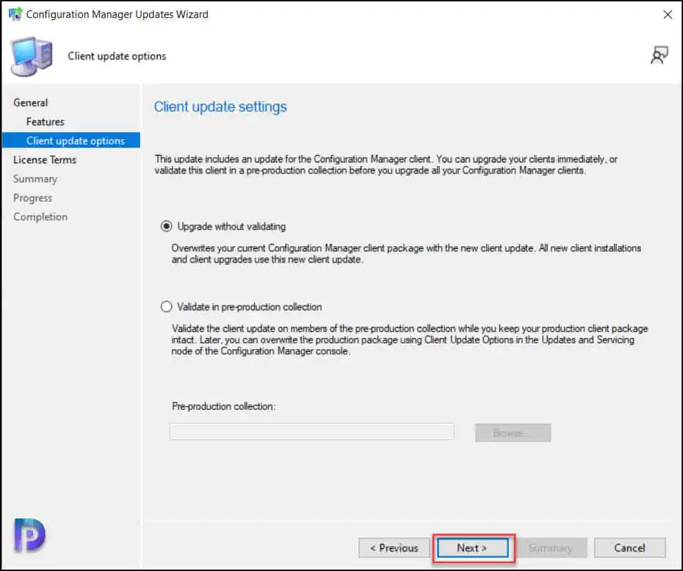 Complete SCCM 2303 Upgrade Guide 9 SCCM 2303 Upgrade – Client Update Options
