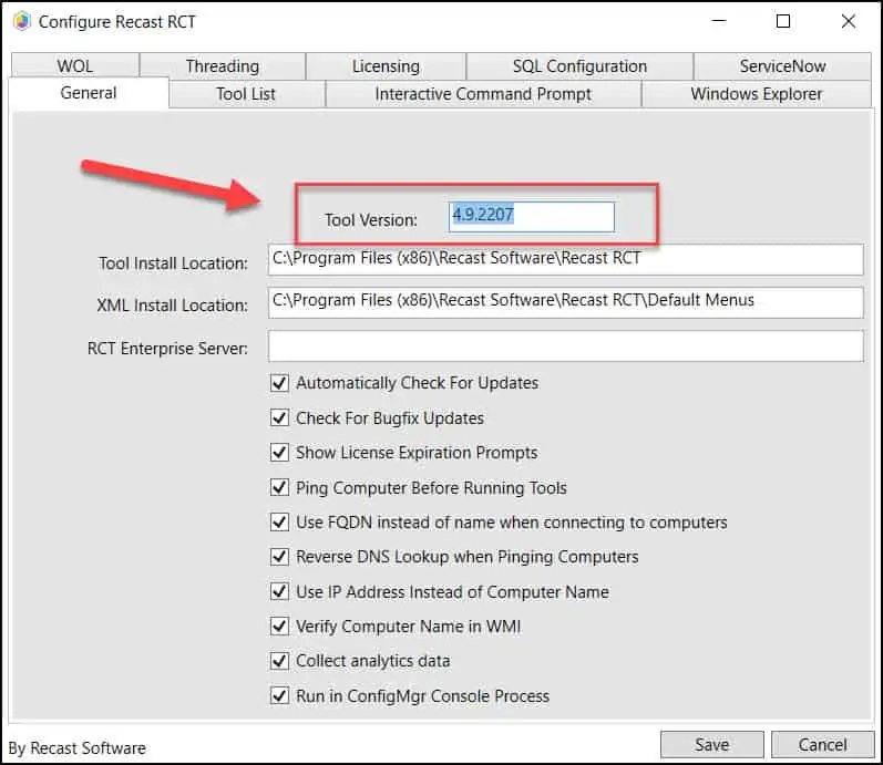 Steps to Upgrade Right Click Tools | Recast Software Update 6 Configure Recast RCT - Verify version