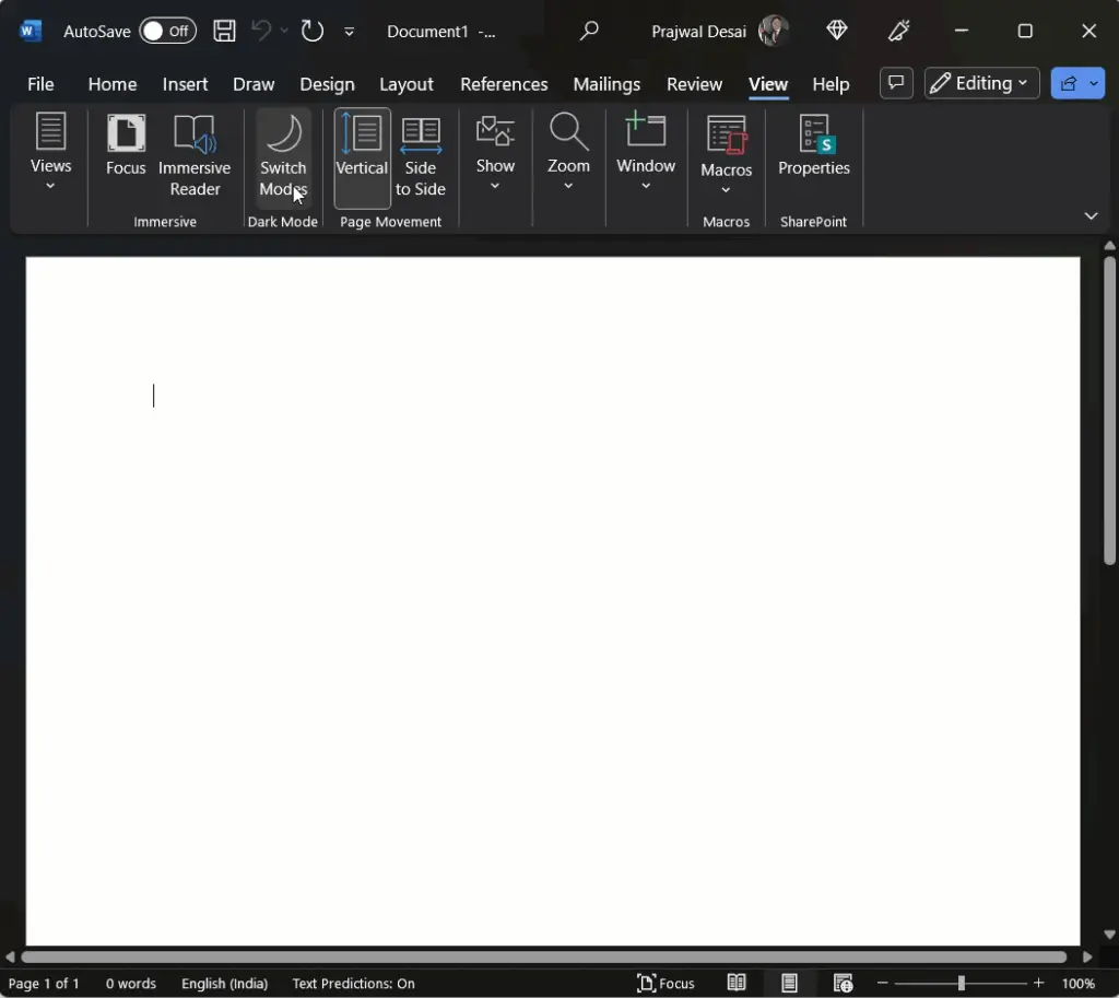 How to Enable Dark Mode in Microsoft Office 6 Switch Modes in Microsoft Word