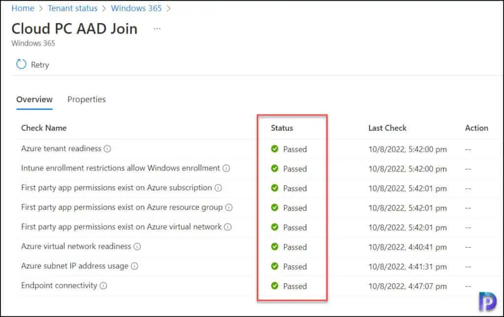 Troubleshoot Cloud PC Connection Errors | Windows 365 20 Azure Network Connection Health Checks Successful