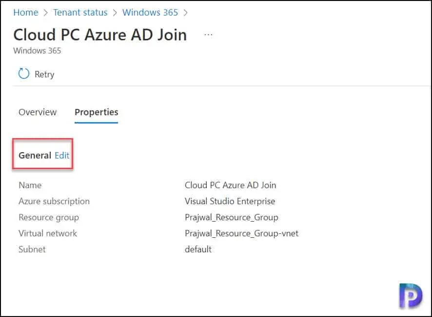 Troubleshoot Cloud PC Connection Errors | Windows 365 6 Edit the Azure Network Connection