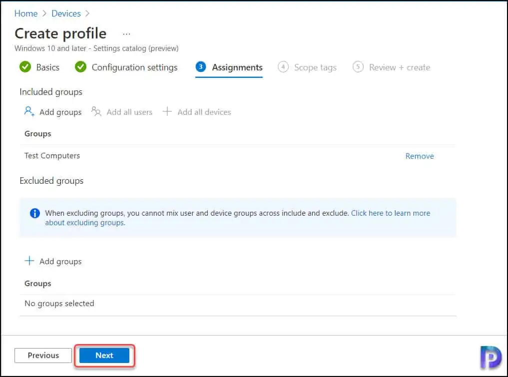 Turn Off Windows Mobility Center using Intune or GPO 8 Intune Settings Catalog - Assignments
