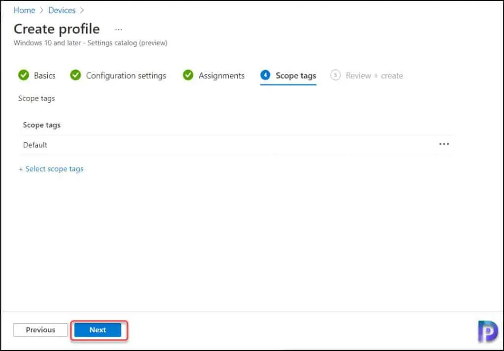 Turn Off Windows Mobility Center using Intune or GPO 9 Intune Settings Catalog - Scope Tags