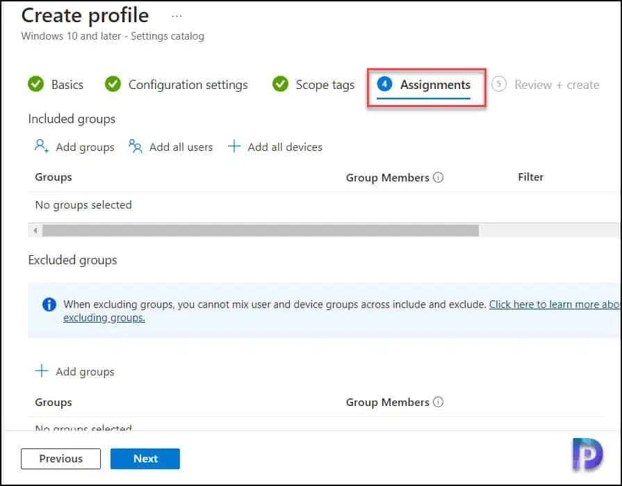 Turn off Windows Presentation Settings using Intune | GPO 8 Assign the Profile to Devices or Users