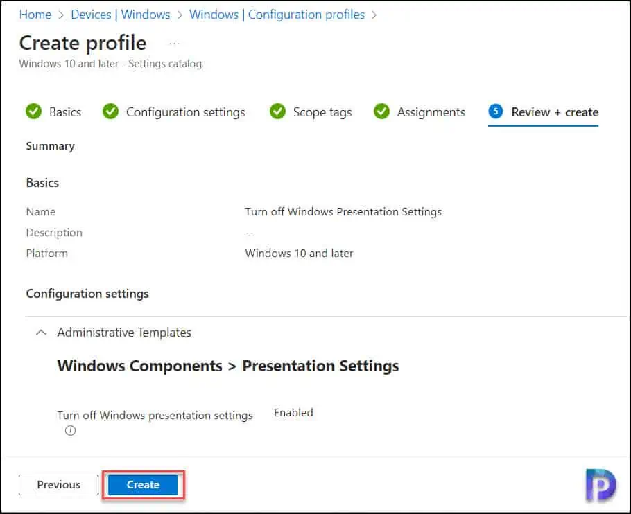Turn off Windows Presentation Settings using Intune | GPO 9 Turn off Windows Presentation Settings using Intune