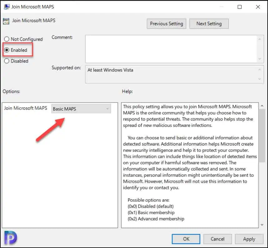 Configure Join Microsoft MAPS