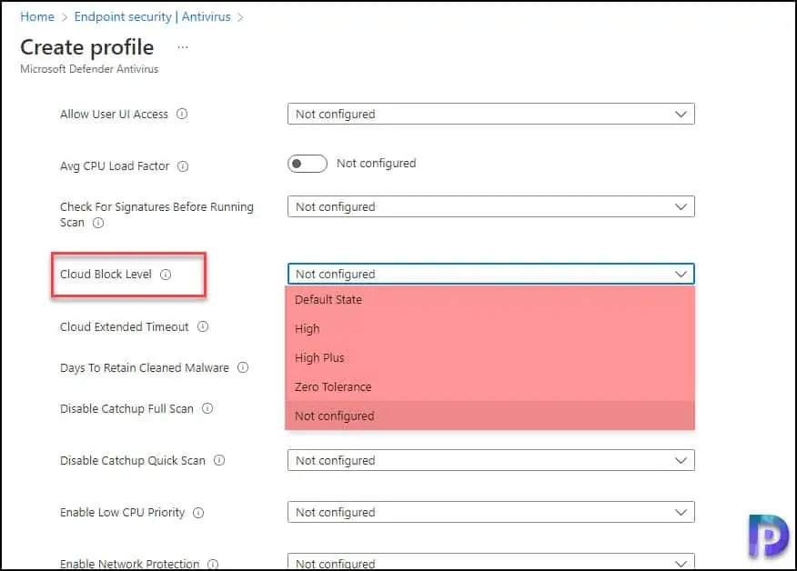 Turn on Cloud Protection using Endpoint Manager Antimalware Policy