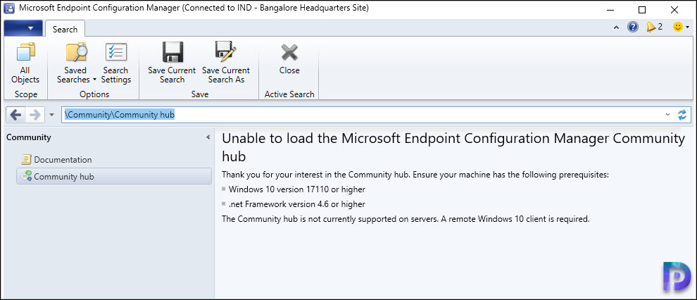 Unable to load the Configuration Manager Community hub 1 Unable to load the Configuration Manager Community hub Snap1