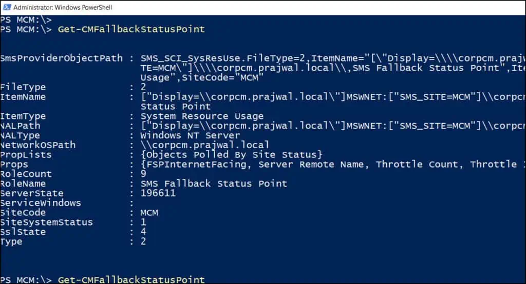 2 Ways to Uninstall or Remove SCCM Fallback Status Point Role 4 Uninstall SCCM Fallback Status Point Role using PowerShell