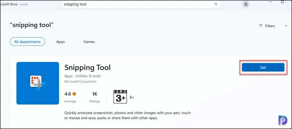 Remove or Uninstall Snipping Tool from Windows 10 / 11 8 Reinstall Snipping Tool from Microsoft Store
