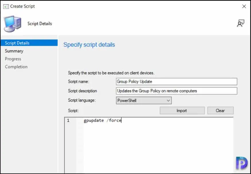 Using SCCM to Update Group Policy on Remote Computers