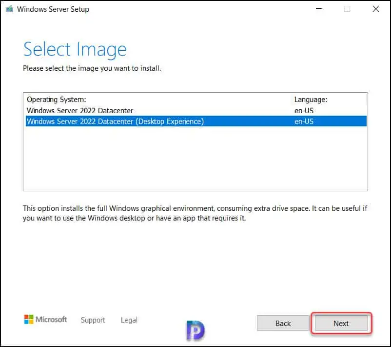 Upgrade Domain Controller - Server 2019 to Server 2022 5 Select Windows Server 2022 Image