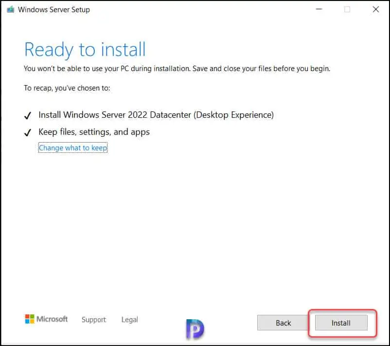 Upgrade Domain Controller - Server 2019 to Server 2022 8 Upgrade Domain Controller - Ready to Install