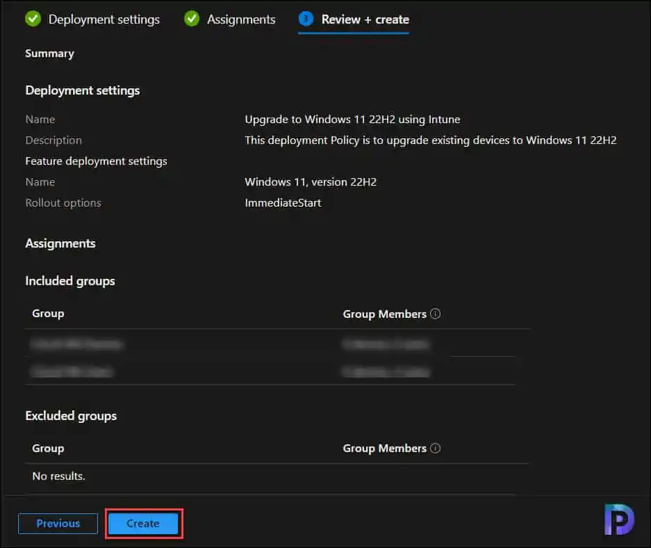 Upgrade to Windows 11 22H2 using Intune | Endpoint Manager 14 Upgrade to Windows 11 22H2 using Intune | Review and Create