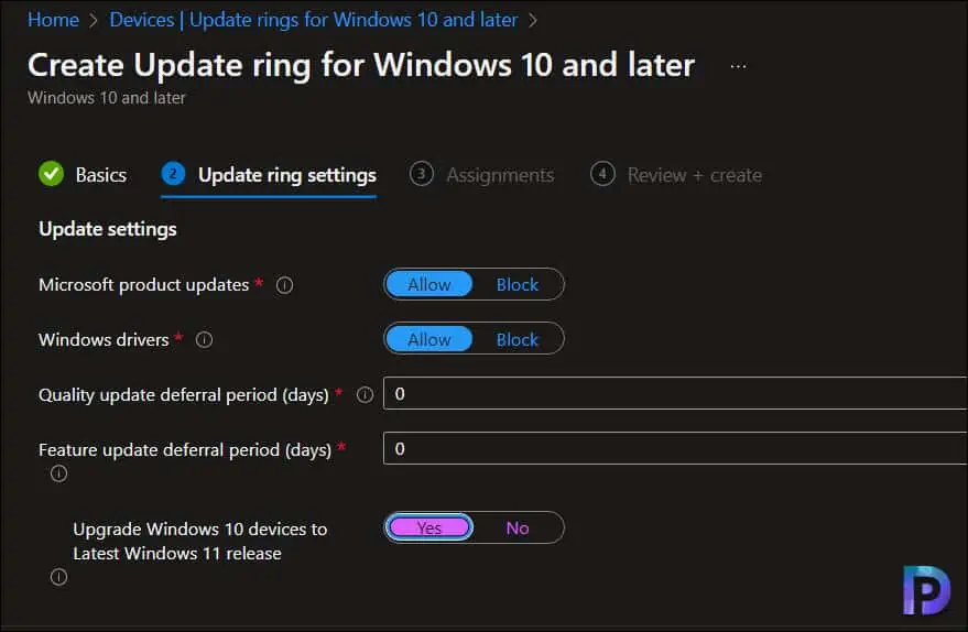 Upgrade to Windows 11 22H2 using Intune | Endpoint Manager 3 Specify Update Ring Settings for Windows 11 22H2