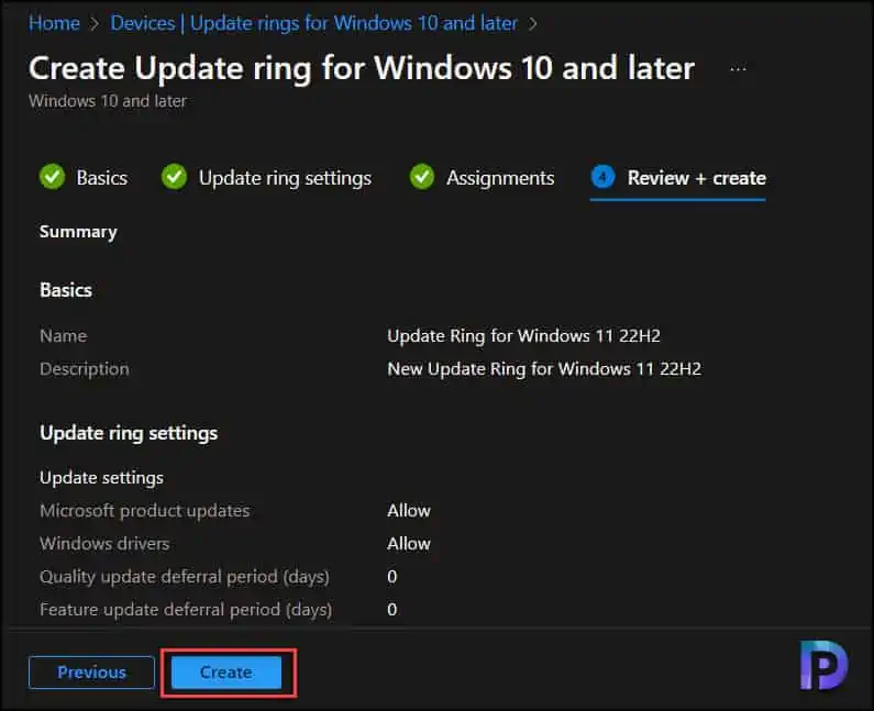 Upgrade to Windows 11 22H2 using Intune | Endpoint Manager 7 Create Update Ring for Windows 11 22H2