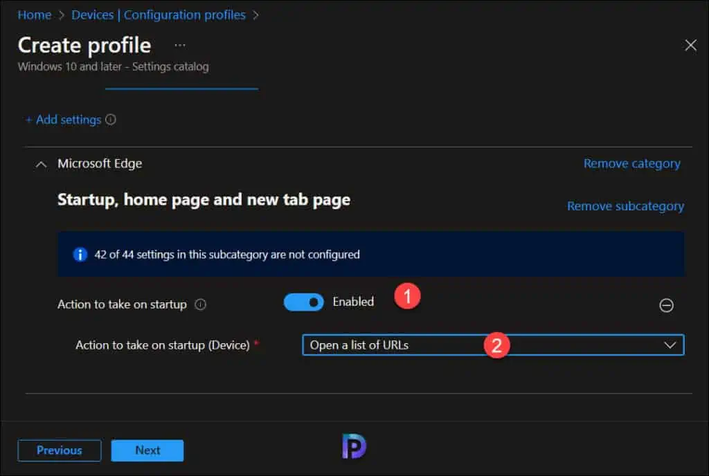 Use Intune to Configure Sites to Open when the Edge Browser Starts 6 Enable Action to Take on Startup for Microsoft Edge