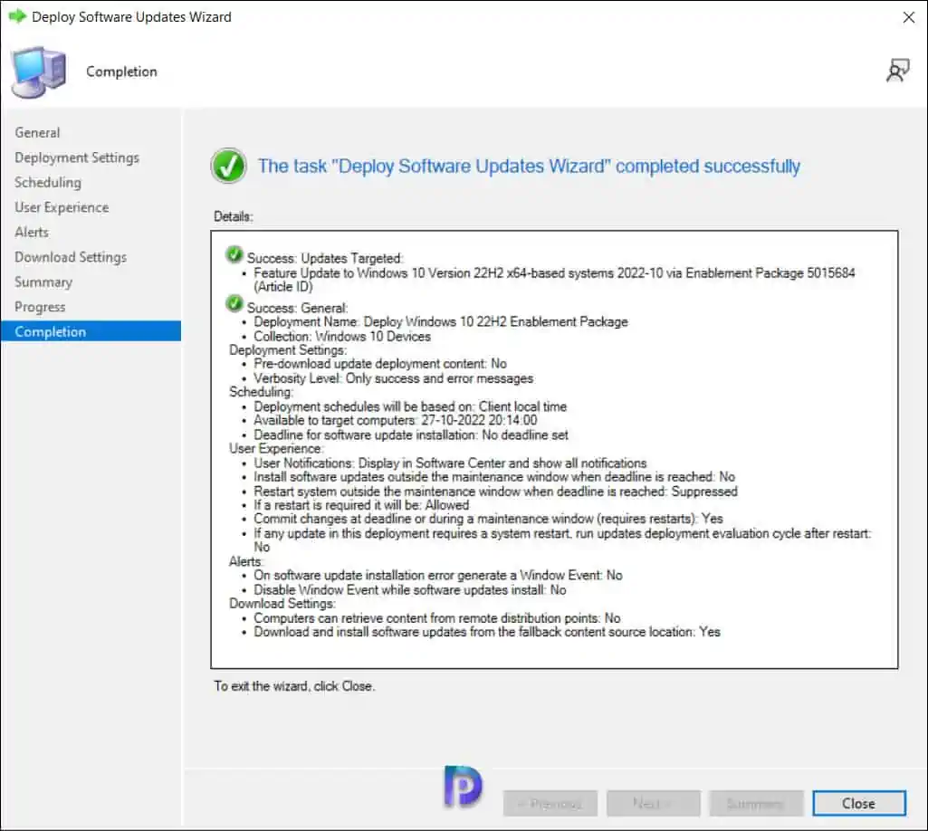 Windows 10 22H2 Upgrade using SCCM Feature Update Option 15 Deploy Windows 10 22H2 Feature Update using SCCM