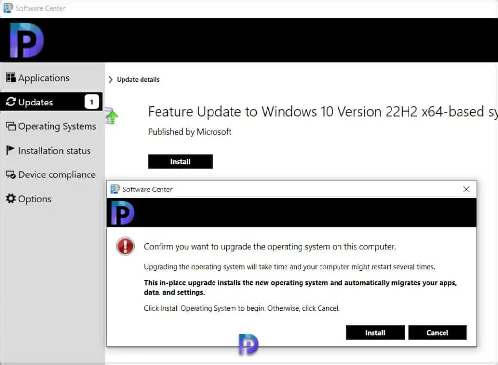 Windows 10 22H2 Upgrade using SCCM Feature Update Option 17 Windows 10 22H2 Upgrade Servicing: End-User Experience