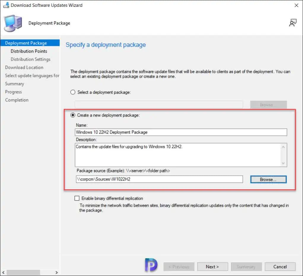 Windows 10 22H2 Upgrade using SCCM Feature Update Option 2 Download Windows 10 22H2 Enablement Package