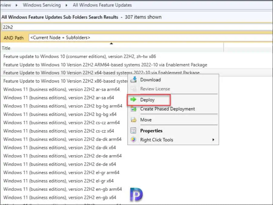 Windows 10 22H2 Upgrade using SCCM Feature Update Option 9 Deploy Windows 10 22H2 Feature Update using SCCM